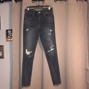 dark wash distressed jeans